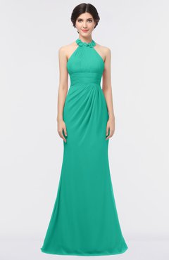 ColsBM Miranda Viridian Green Antique Halter Sleeveless Zip up Floor Length Bridesmaid Dresses