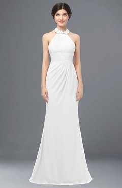 ColsBM Miranda White Antique Halter Sleeveless Zip up Floor Length Bridesmaid Dresses