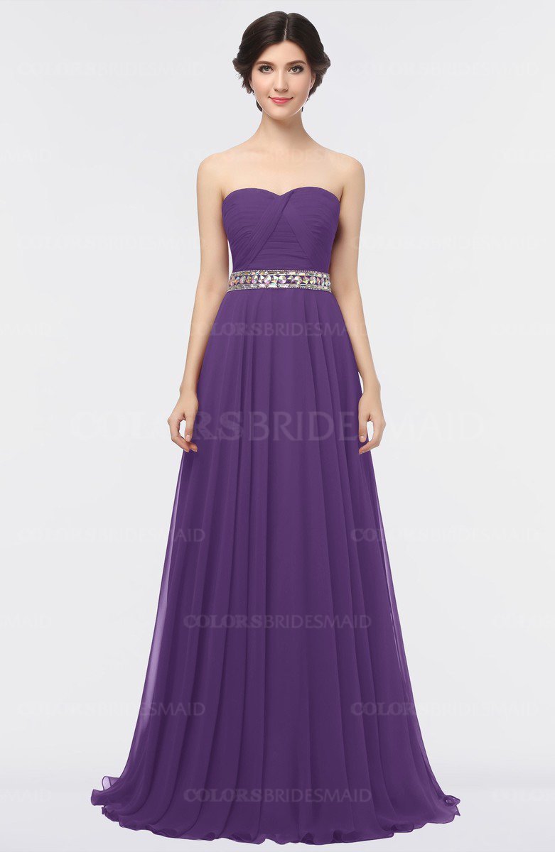 dark purple strapless dress