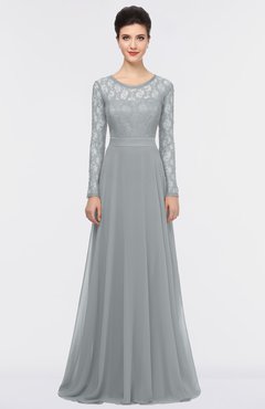 ColsBM Shelly Frost Grey Romantic A-line Long Sleeve Floor Length Lace Bridesmaid Dresses