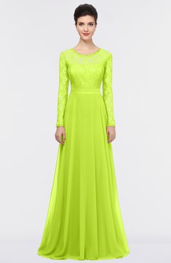 ColsBM Shelly Sharp Green Romantic A-line Long Sleeve Floor Length Lace Bridesmaid Dresses