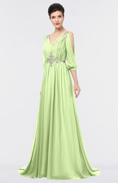 ColsBM Joyce Butterfly Mature A-line V-neck Zip up Sweep Train Beaded Bridesmaid Dresses