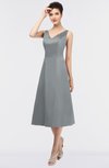 ColsBM Joanna Frost Grey Mature A-line V-neck Zip up Plainness Bridesmaid Dresses