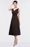 ColsBM Joanna Fudge Brown Mature A-line V-neck Zip up Plainness Bridesmaid Dresses