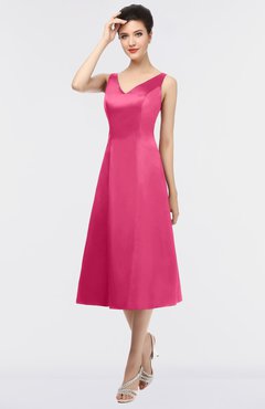 ColsBM Joanna Fuschia Mature A-line V-neck Zip up Plainness Bridesmaid Dresses