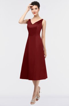 ColsBM Joanna Maroon Mature A-line V-neck Zip up Plainness Bridesmaid Dresses