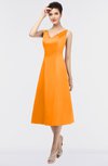 ColsBM Joanna Orange Mature A-line V-neck Zip up Plainness Bridesmaid Dresses