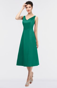 ColsBM Joanna Pepper Green Mature A-line V-neck Zip up Plainness Bridesmaid Dresses