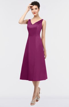 ColsBM Joanna Raspberry Mature A-line V-neck Zip up Plainness Bridesmaid Dresses