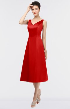 ColsBM Joanna Red Mature A-line V-neck Zip up Plainness Bridesmaid Dresses