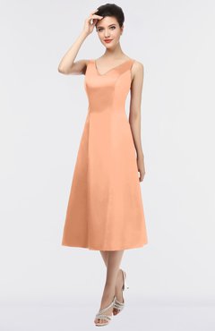 ColsBM Joanna Salmon Mature A-line V-neck Zip up Plainness Bridesmaid Dresses