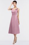 ColsBM Joanna Silver Pink Mature A-line V-neck Zip up Plainness Bridesmaid Dresses