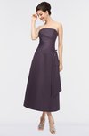 ColsBM Isabella Black Plum Elegant A-line Bateau Sleeveless Zip up Ruching Evening Dresses