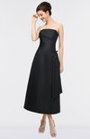 ColsBM Isabella Black Elegant A-line Bateau Sleeveless Zip up Ruching Evening Dresses