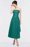 ColsBM Isabella Green-blue Slate Elegant A-line Bateau Sleeveless Zip up Ruching Evening Dresses