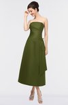 ColsBM Isabella Olive Green Elegant A-line Bateau Sleeveless Zip up Ruching Evening Dresses