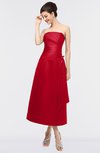 ColsBM Isabella Red Elegant A-line Bateau Sleeveless Zip up Ruching Evening Dresses