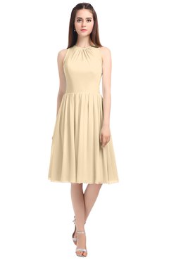 ColsBM Ivory Apricot Gelato Elegant A-line Jewel Zip up Knee Length Bridesmaid Dresses