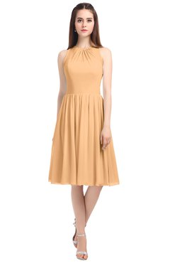 ColsBM Ivory Apricot Elegant A-line Jewel Zip up Knee Length Bridesmaid Dresses