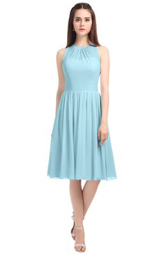 ColsBM Ivory Aqua Elegant A-line Jewel Zip up Knee Length Bridesmaid Dresses