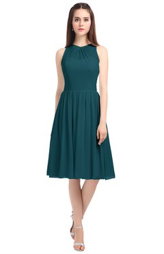 ColsBM Ivory Blue Green Elegant A-line Jewel Zip up Knee Length Bridesmaid Dresses