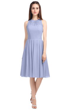 ColsBM Ivory Blue Heron Elegant A-line Jewel Zip up Knee Length Bridesmaid Dresses