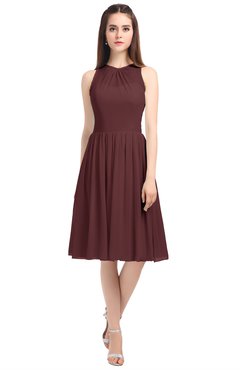 ColsBM Ivory Burgundy Elegant A-line Jewel Zip up Knee Length Bridesmaid Dresses