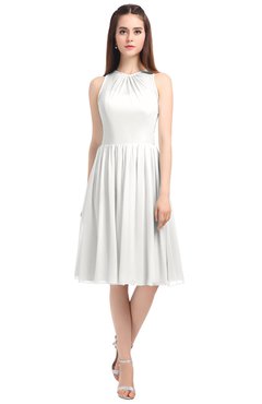 ColsBM Ivory Cloud White Elegant A-line Jewel Zip up Knee Length Bridesmaid Dresses