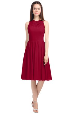 ColsBM Ivory Dark Red Elegant A-line Jewel Zip up Knee Length Bridesmaid Dresses