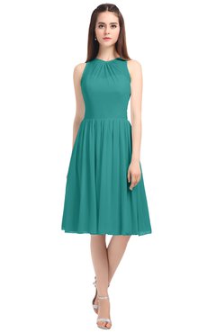 ColsBM Ivory Emerald Green Elegant A-line Jewel Zip up Knee Length Bridesmaid Dresses