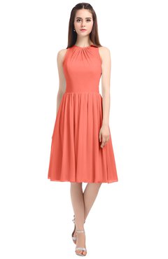 ColsBM Ivory Fusion Coral Elegant A-line Jewel Zip up Knee Length Bridesmaid Dresses