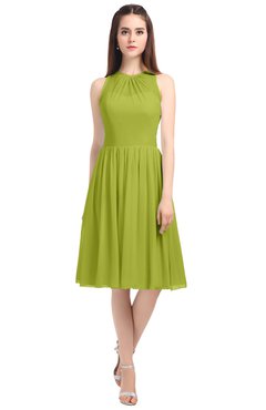 ColsBM Ivory Green Oasis Elegant A-line Jewel Zip up Knee Length Bridesmaid Dresses