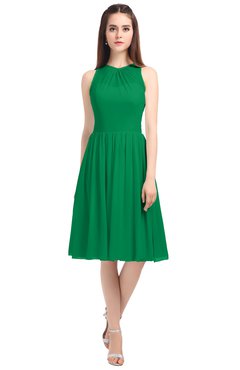 ColsBM Ivory Green Elegant A-line Jewel Zip up Knee Length Bridesmaid Dresses