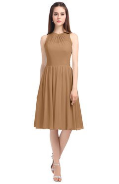 ColsBM Ivory Light Brown Elegant A-line Jewel Zip up Knee Length Bridesmaid Dresses