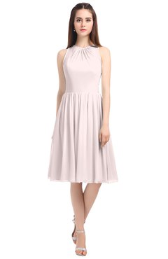 ColsBM Ivory Light Pink Elegant A-line Jewel Zip up Knee Length Bridesmaid Dresses