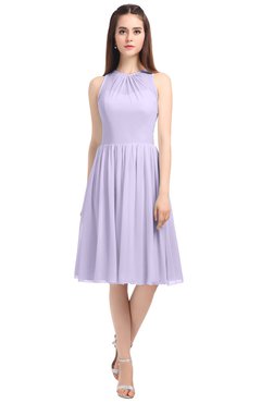 ColsBM Ivory Light Purple Elegant A-line Jewel Zip up Knee Length Bridesmaid Dresses