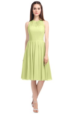 ColsBM Ivory Lime Green Elegant A-line Jewel Zip up Knee Length Bridesmaid Dresses