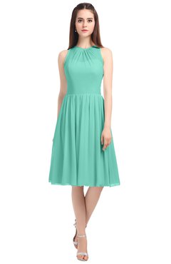 ColsBM Ivory Mint Green Elegant A-line Jewel Zip up Knee Length Bridesmaid Dresses