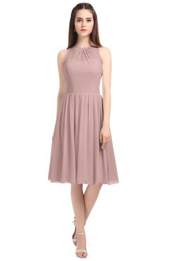 ColsBM Ivory Nectar Pink Elegant A-line Jewel Zip up Knee Length Bridesmaid Dresses
