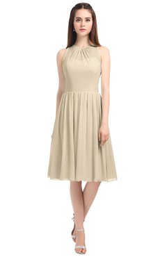 ColsBM Ivory Novelle Peach Elegant A-line Jewel Zip up Knee Length Bridesmaid Dresses