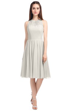 ColsBM Ivory Off White Elegant A-line Jewel Zip up Knee Length Bridesmaid Dresses