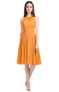 ColsBM Ivory Orange Elegant A-line Jewel Zip up Knee Length Bridesmaid Dresses