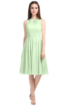 ColsBM Ivory Pale Green Elegant A-line Jewel Zip up Knee Length Bridesmaid Dresses
