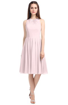 ColsBM Ivory Petal Pink Elegant A-line Jewel Zip up Knee Length Bridesmaid Dresses
