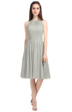 ColsBM Ivory Platinum Elegant A-line Jewel Zip up Knee Length Bridesmaid Dresses