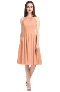 ColsBM Ivory Salmon Elegant A-line Jewel Zip up Knee Length Bridesmaid Dresses