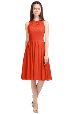 ColsBM Ivory Tangerine Tango Elegant A-line Jewel Zip up Knee Length Bridesmaid Dresses