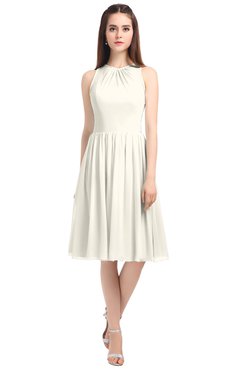ColsBM Ivory Whisper White Elegant A-line Jewel Zip up Knee Length Bridesmaid Dresses