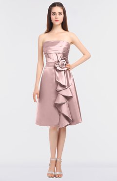 ColsBM Elora Blush Pink Glamorous Sleeveless Zip up Knee Length Flower Bridesmaid Dresses