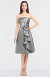 ColsBM Elora Flint Gray Glamorous Sleeveless Zip up Knee Length Flower Bridesmaid Dresses